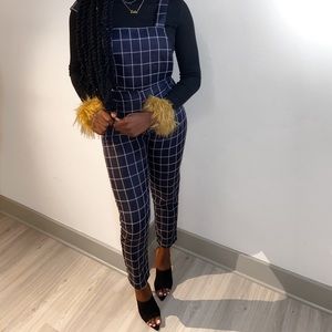 Blue And White Stripe Overalls